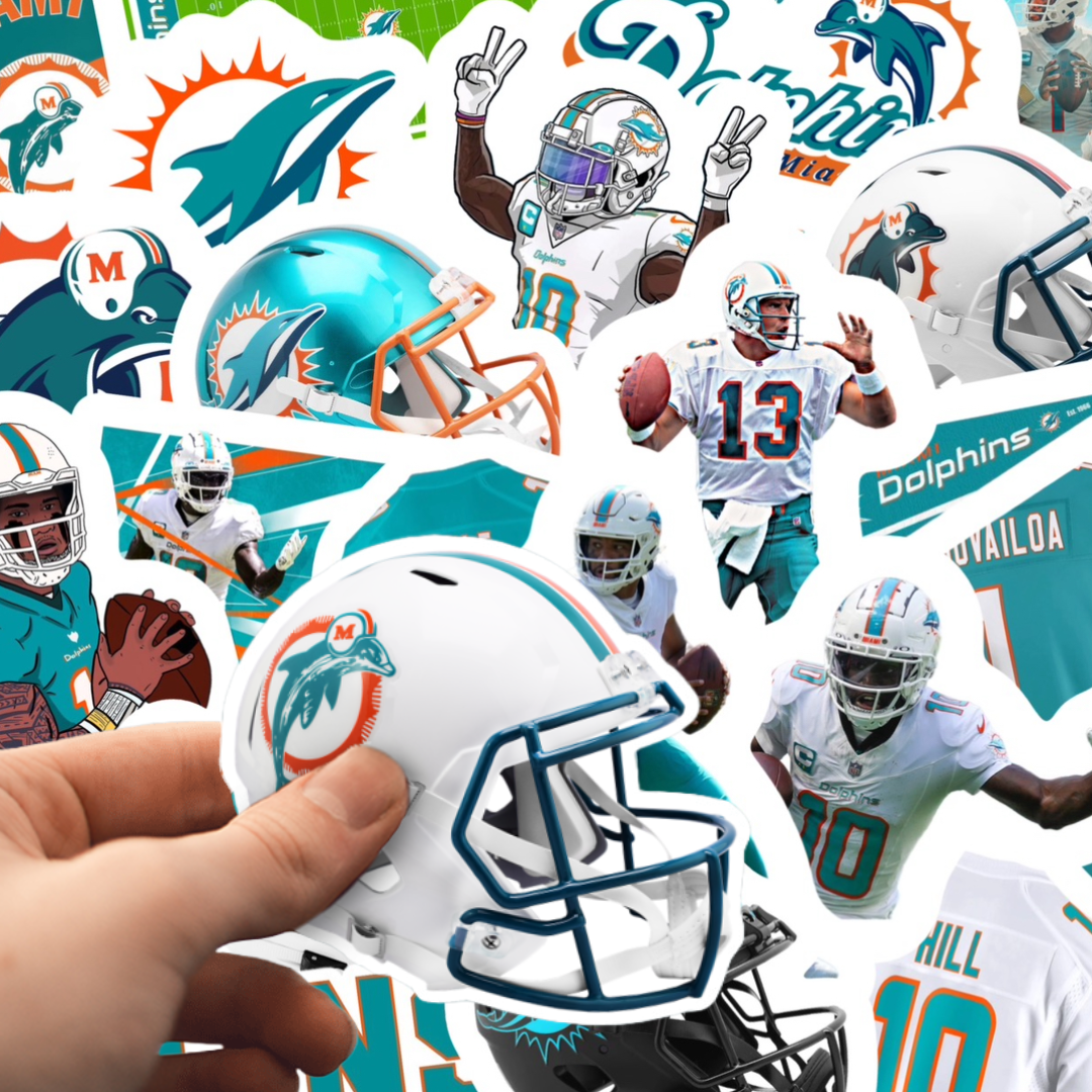 Miami Dolphins Football Stickers 40 Piece