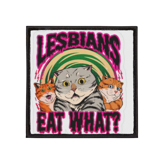 Funny Cat Meme Iron-On Patch Lesbians Eat What?